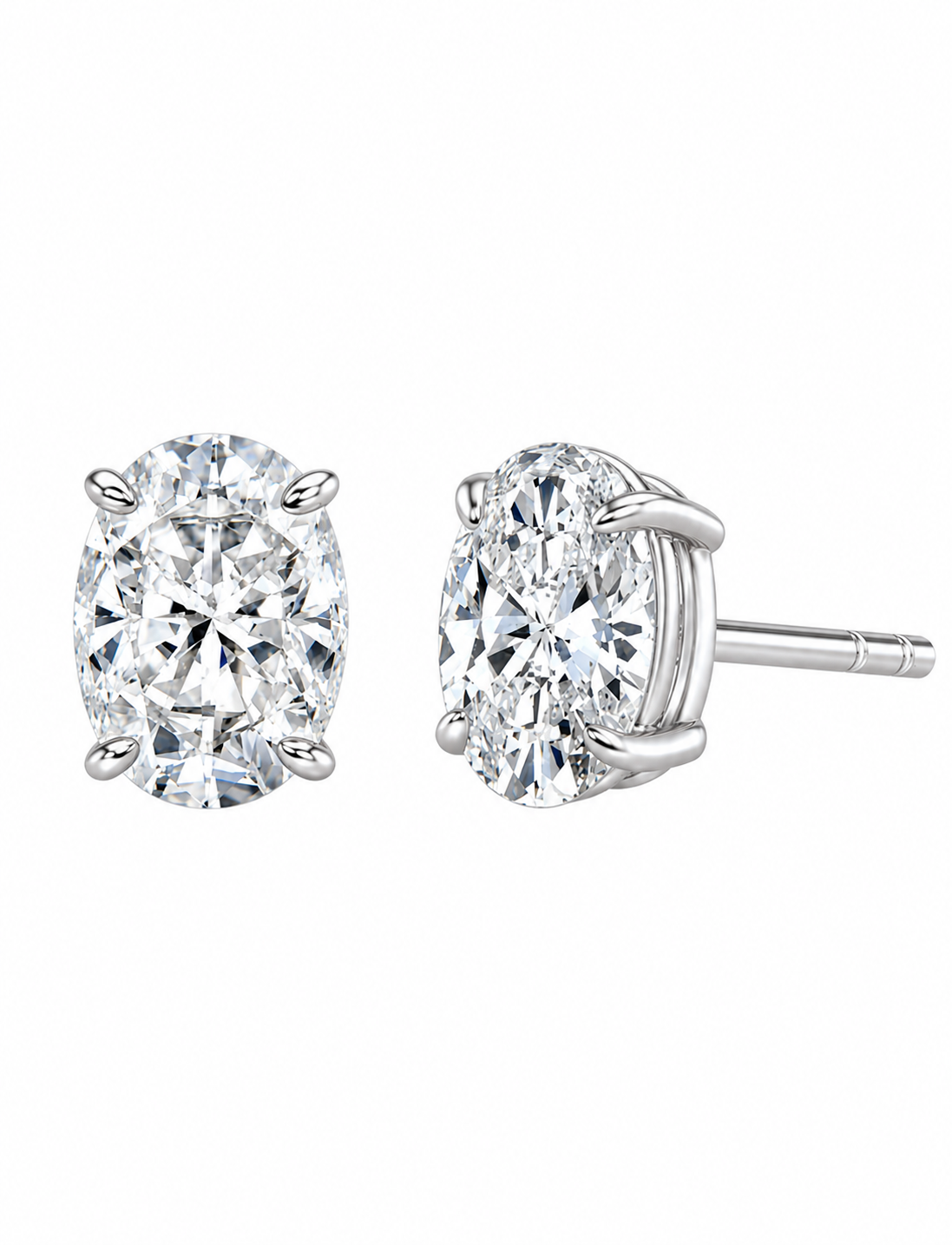 Oval Diamond Stud Earrings
