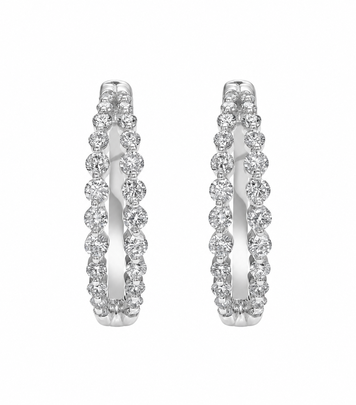 Double Row Diamond Hoops