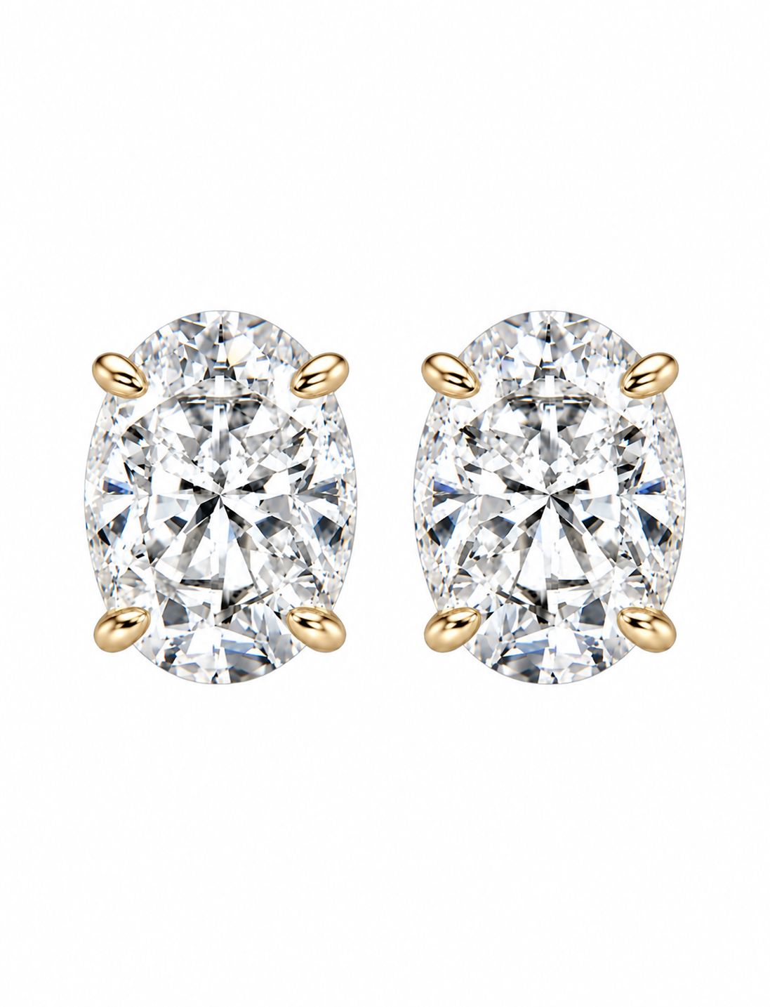 Oval Diamond Stud Earrings