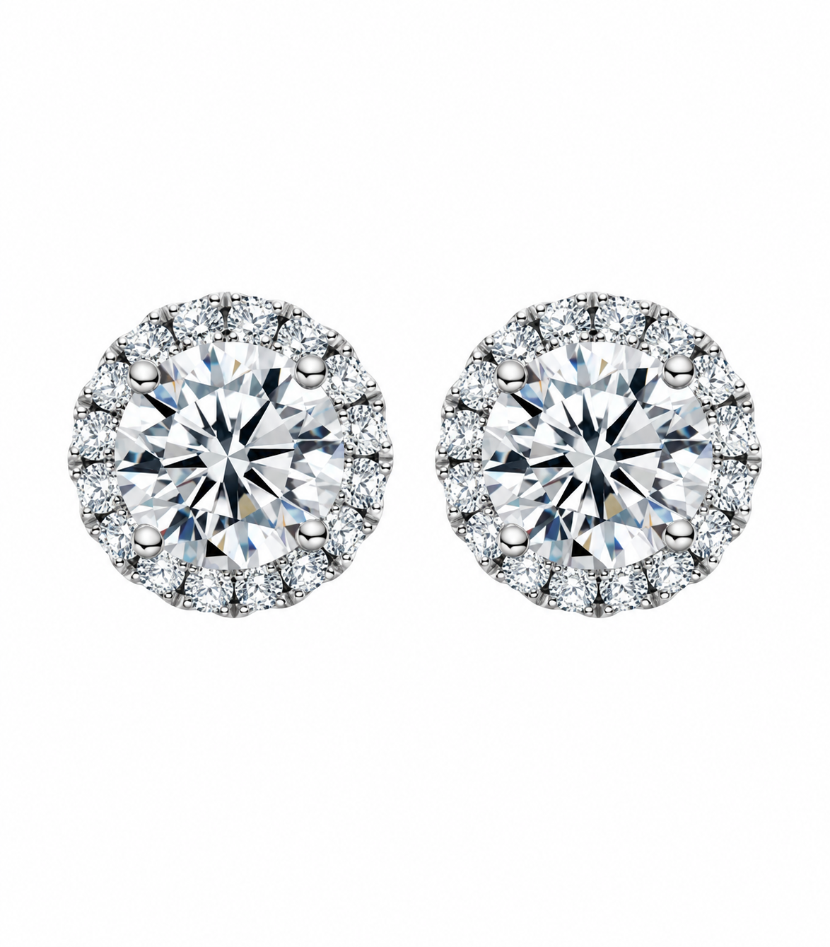 Round Halo Diamond Studs Earrings