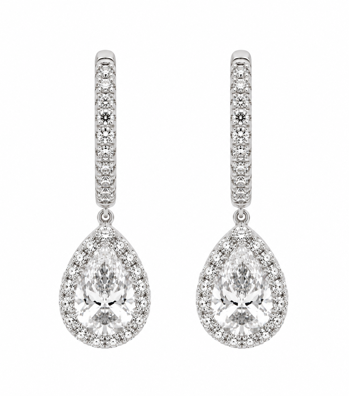 Pear Halo Drop Earrings