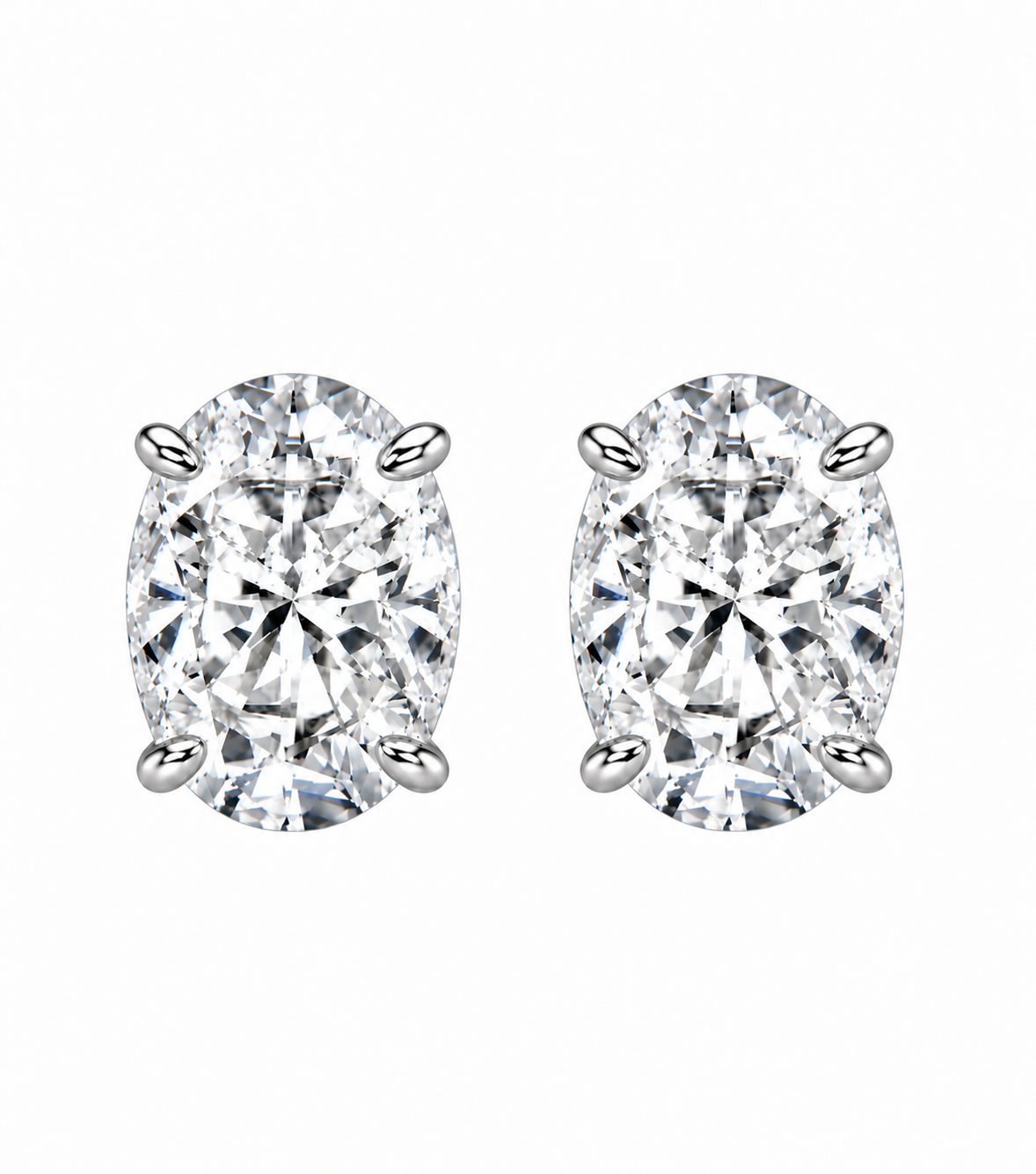 Oval Diamond Stud Earrings
