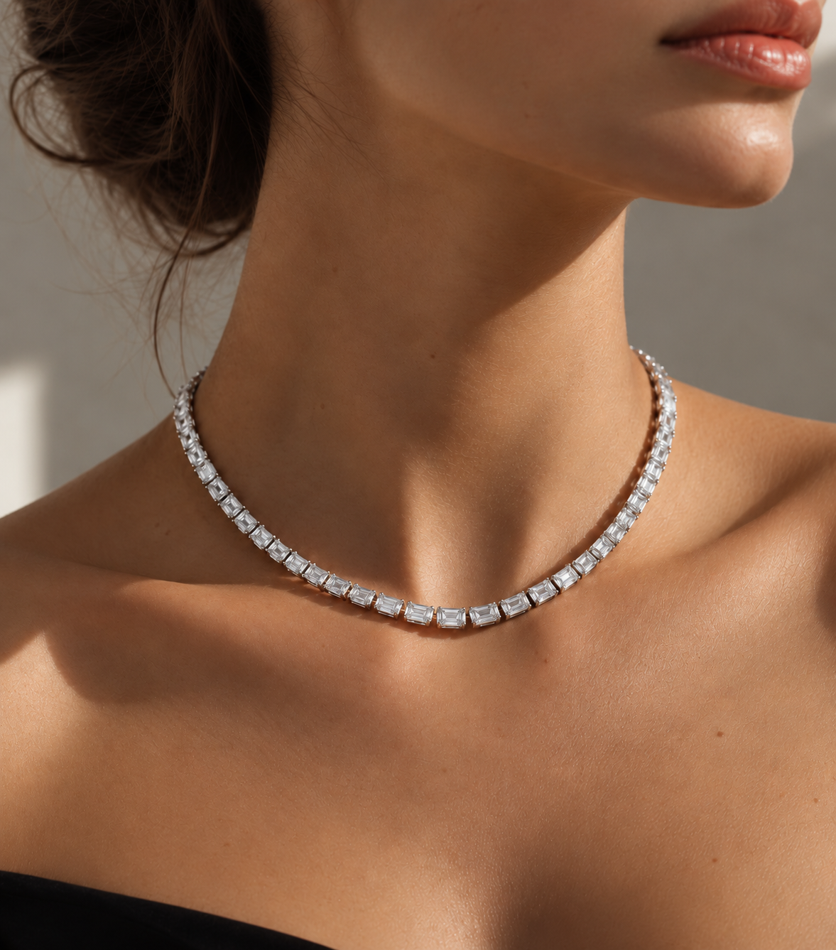 Emerald Diamond Tennis Necklace