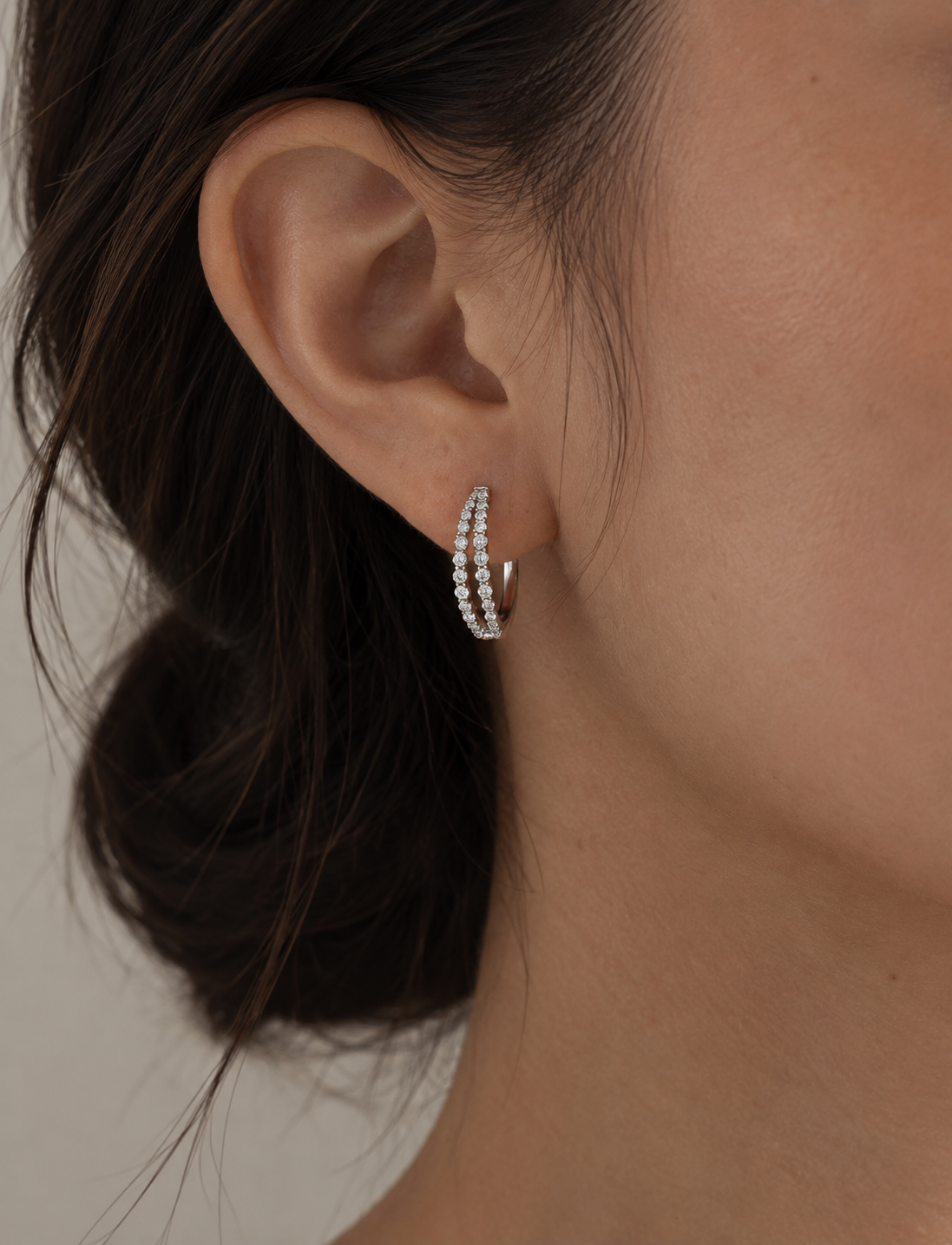 Double Row Diamond Hoops