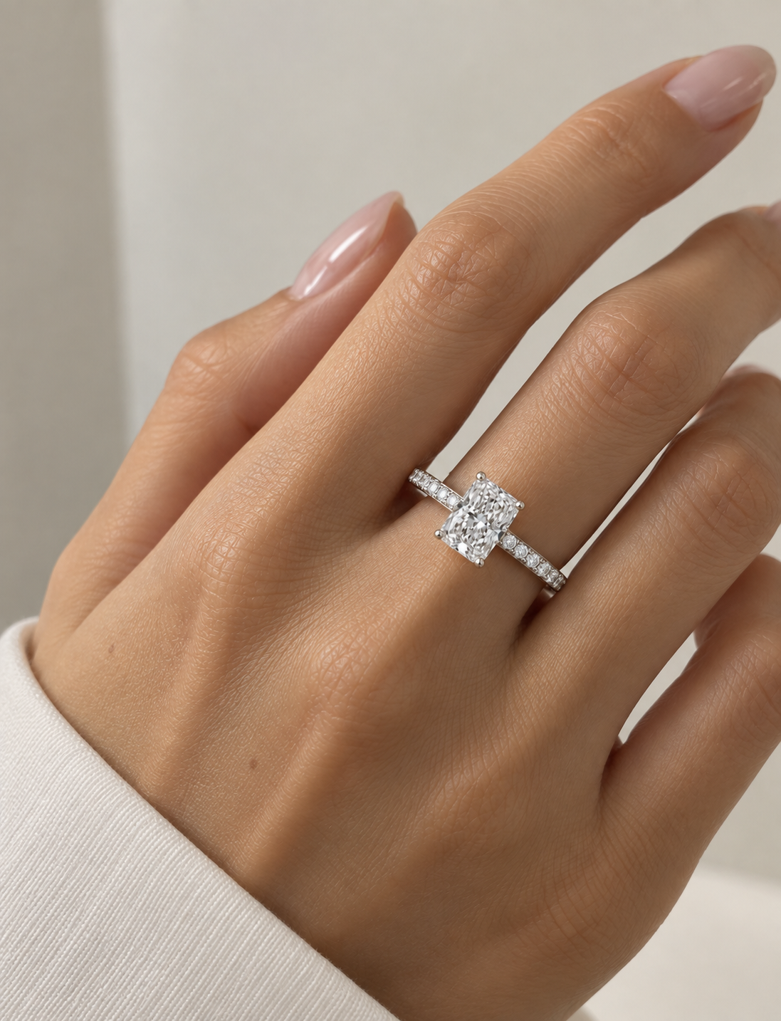 Radiant Pavé Diamond Ring