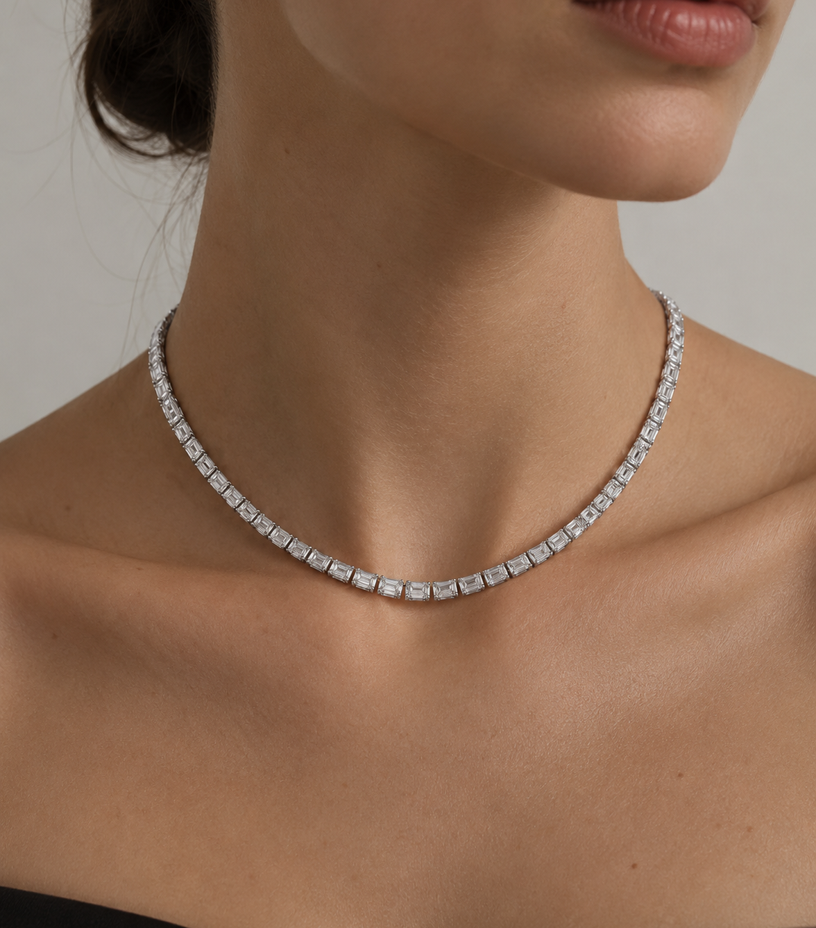 Emerald Diamond Tennis Necklace
