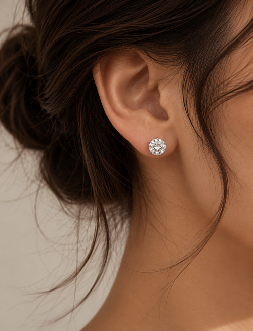 Classic Round Diamond Stud Earrings