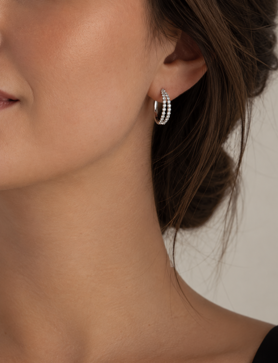Double Row Diamond Hoops