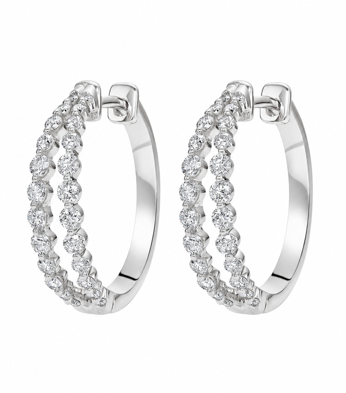 Double Row Diamond Hoops