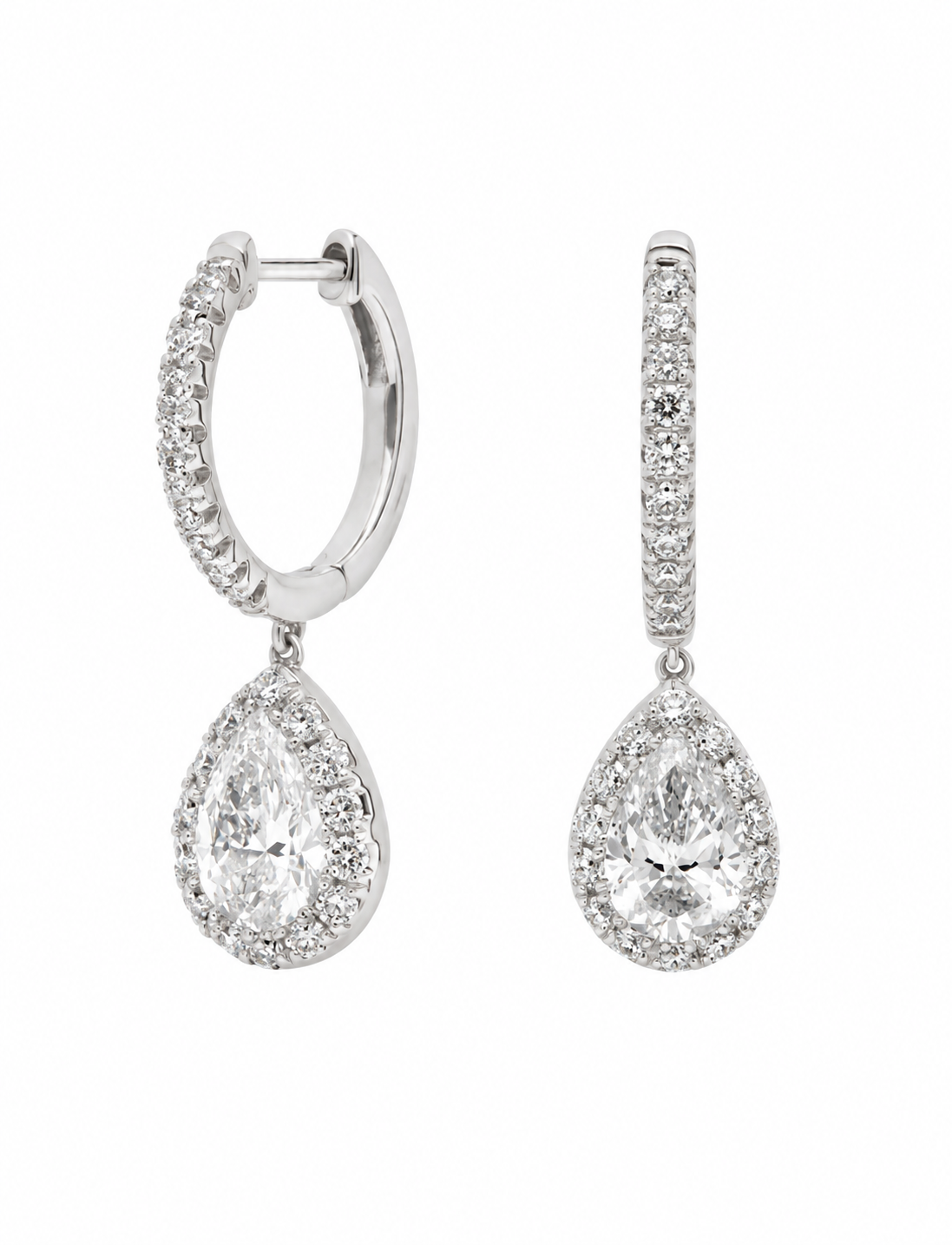 Pear Halo Drop Earrings
