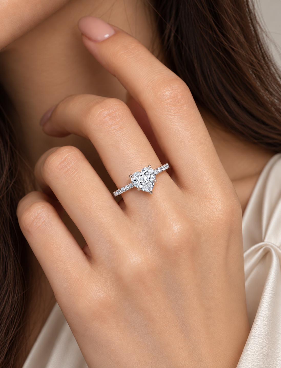 Heart Pavé Diamond Ring